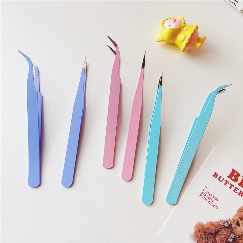 Nhíp Gấp Tháo Sticker Đầu Nhọn Mũi Cong Màu Dễ Thương - dụng cụ trang trí sổ bullet journal