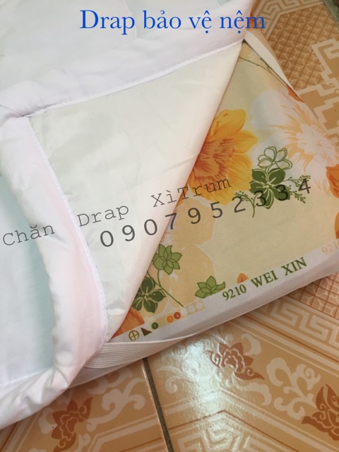 DRAP BẢO VỆ NỆM MÀU TRẮNG TRƠN VẢI COTTON THẮNG LỢI 100% <<Size 1m6, 1m8>>