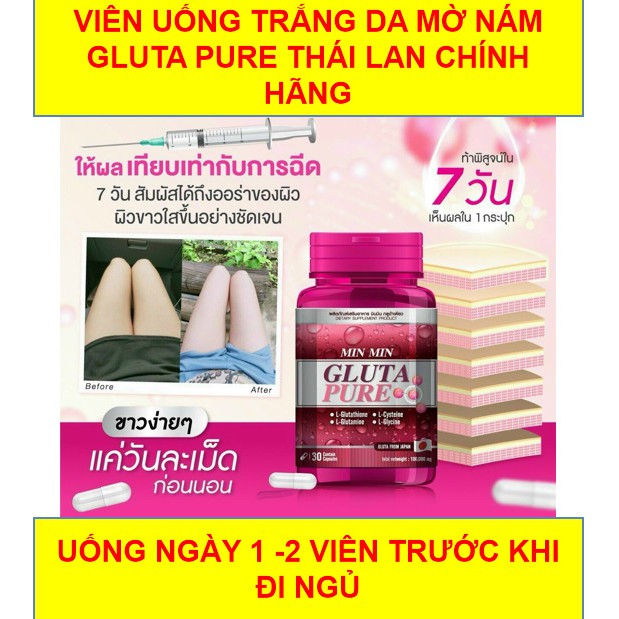 Viên uống siêu siêu trắng da MIN MIN GLUTA PURE Thái Lan Hot