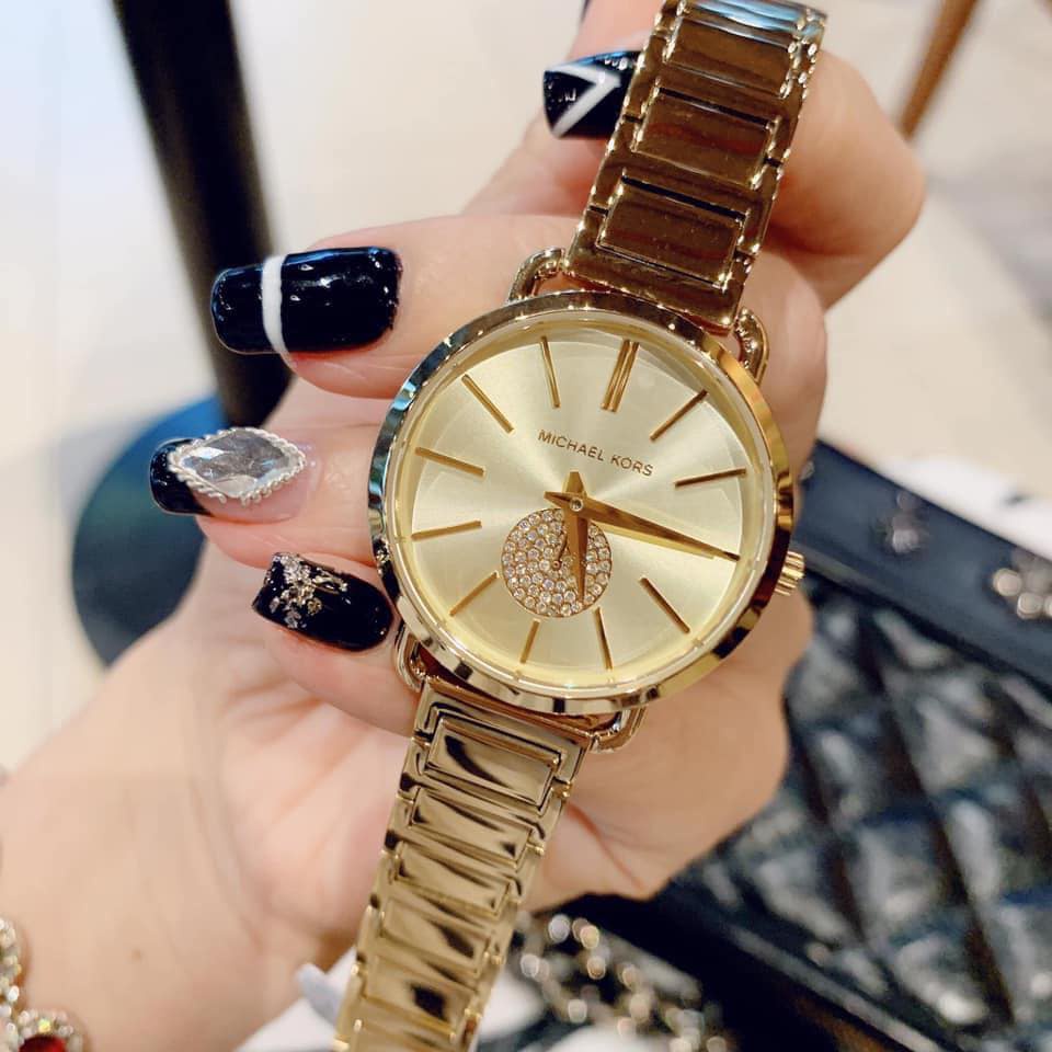 Đồng hồ Nữ Michael kors màu vàng gold rực rỡ xinh xắn size 28mm dây kim loại
