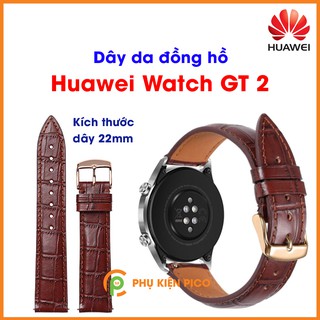 Dây da đồng hồ Huawei Watch GT 2 bản 22mm màu đen, màu nâu đậm
