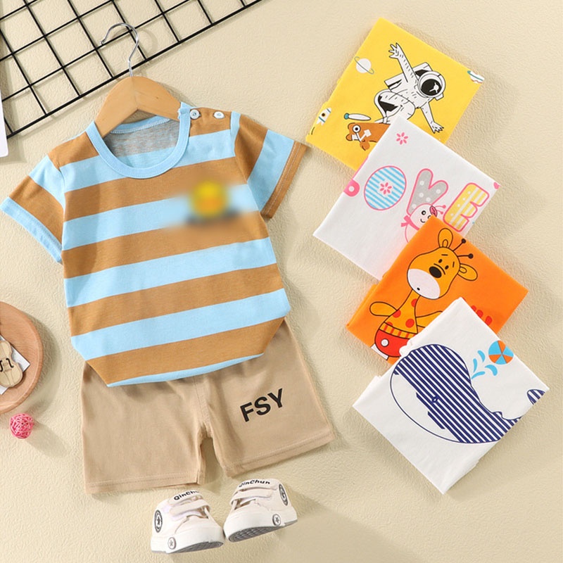 Set Đồ Mùa Hè 2 Món Gồm Áo Thun Cotton + Quần Ngắn Cho Bé Sơ Sinh