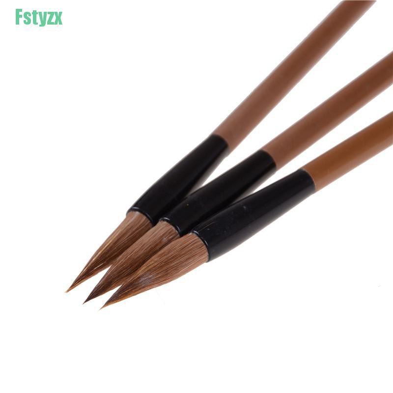 fstyzx 3pcs Chinese Japanese Water Ink Painting Writing Calligraphy Brush Pen Brown