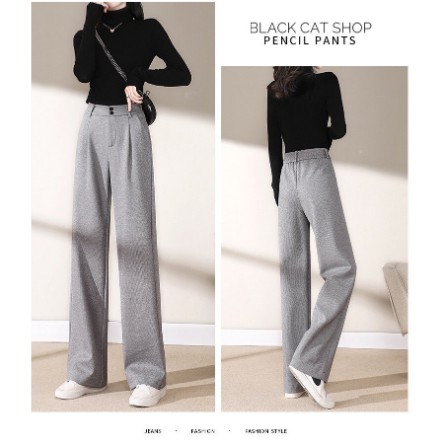 Quần Dạ Nữ 💖FREESHIP💖 Quần Ống Rộng nữ khoá trước cạp chun sau Phong Cách Hàn Quốc mã 12
