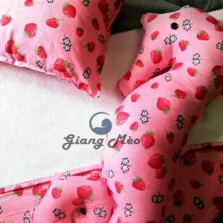 (Tặng 01 vỏ gối) Set chăn - gối - gối ôm cho bé handmade 100% cotton