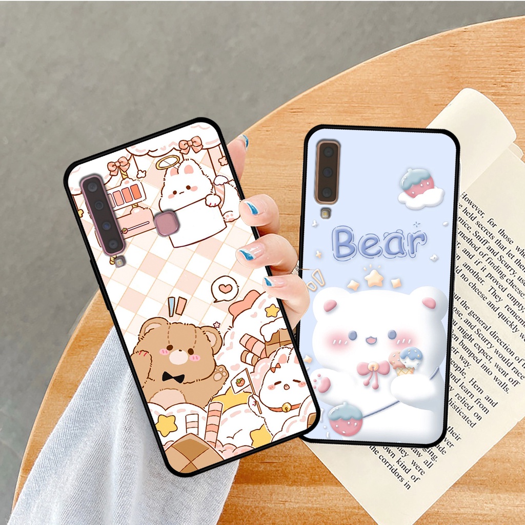 Ốp lưng Samsung A7 2018 - Samsung A9 2018 in hình caro gấu thỏ dễ thương