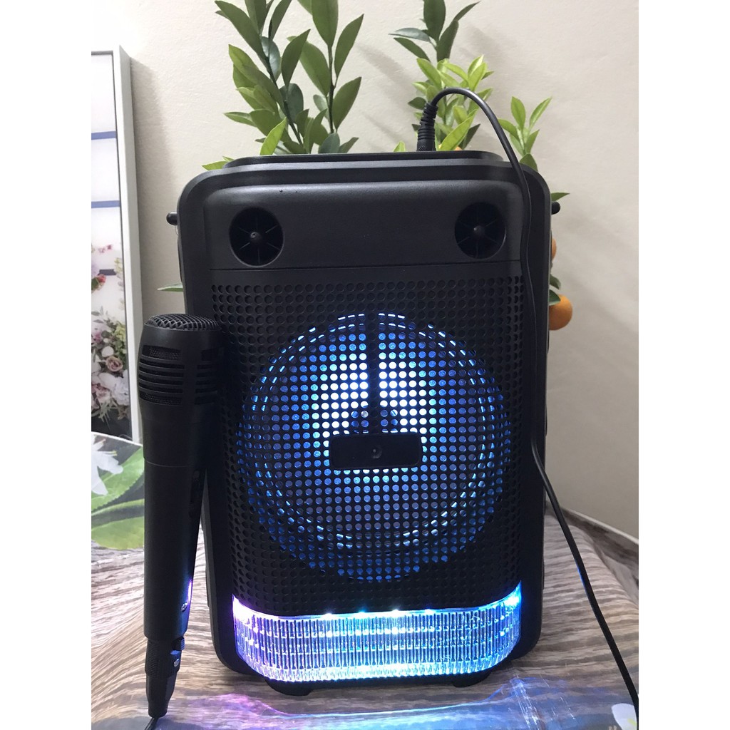 [SALE OFF]Loa Karaoke Bluetooth LZ6101 có đèn led kèm mich hát có lỗ usb và thẻ nhớ