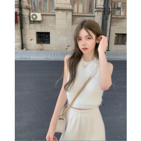 Cocory vn Áo Tank Top Sát Nách Cổ Tròn Màu Trơn Quyến Rũ Thời Trang Cho Nữ