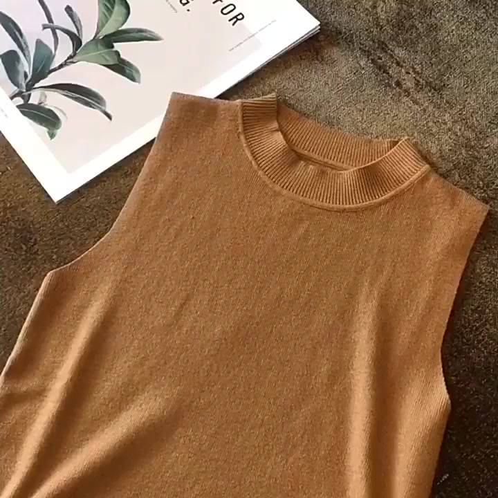 Áo sweater ZHELIHANGFEI sát nách cổ lọ eo cao dễ phối đồ | BigBuy360 - bigbuy360.vn