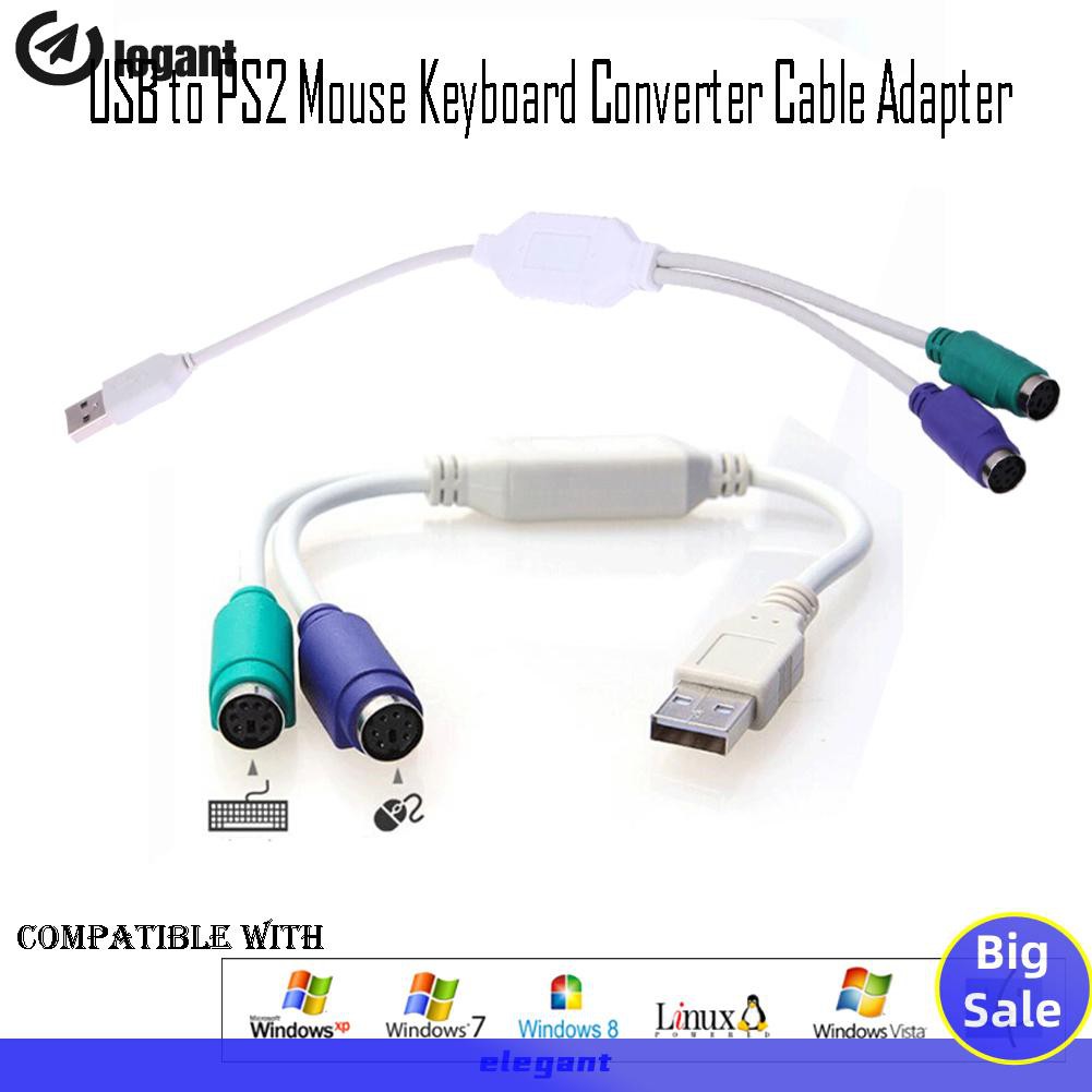 [NEW]USB to PS2 Mouse Keyboard Converter U-port to Round Port Cable Line Adapter