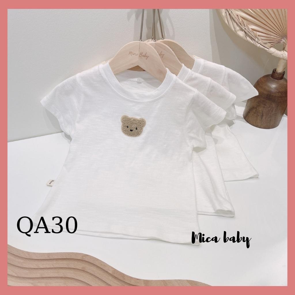 Áo cotton cho bé, áo cộc tay đính gấu thêu dễ thương cho bé Mica baby QA30