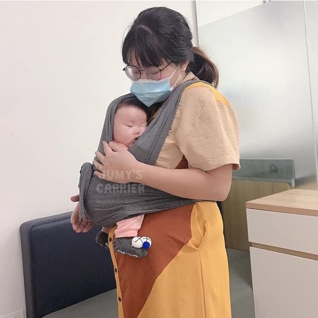 Địu Vải Sơ Sinh Jumy's Cotton Thoáng Mát, Địu Vải Bigsize cho ba mẹ >70kg
