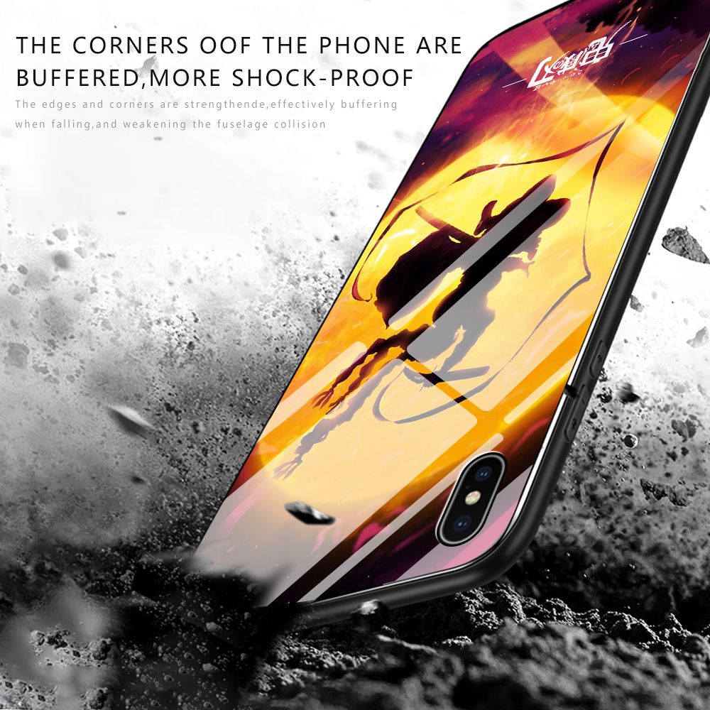 Ốp Lưng Cho iPhone XS Max XR 8 7 6 6S Plus X 5 5S Anime Demon Slayer Vỏ Điện Thoại Chống Sốc Kính Cường Lực Bảo Vệ