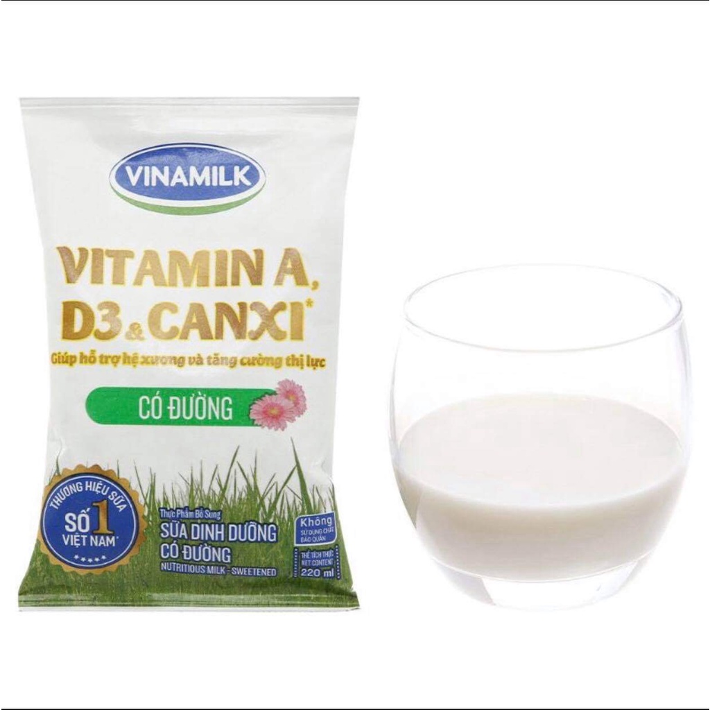 Sữa dinh dưỡng có đường,không đường Vinamilk bịch 220ml