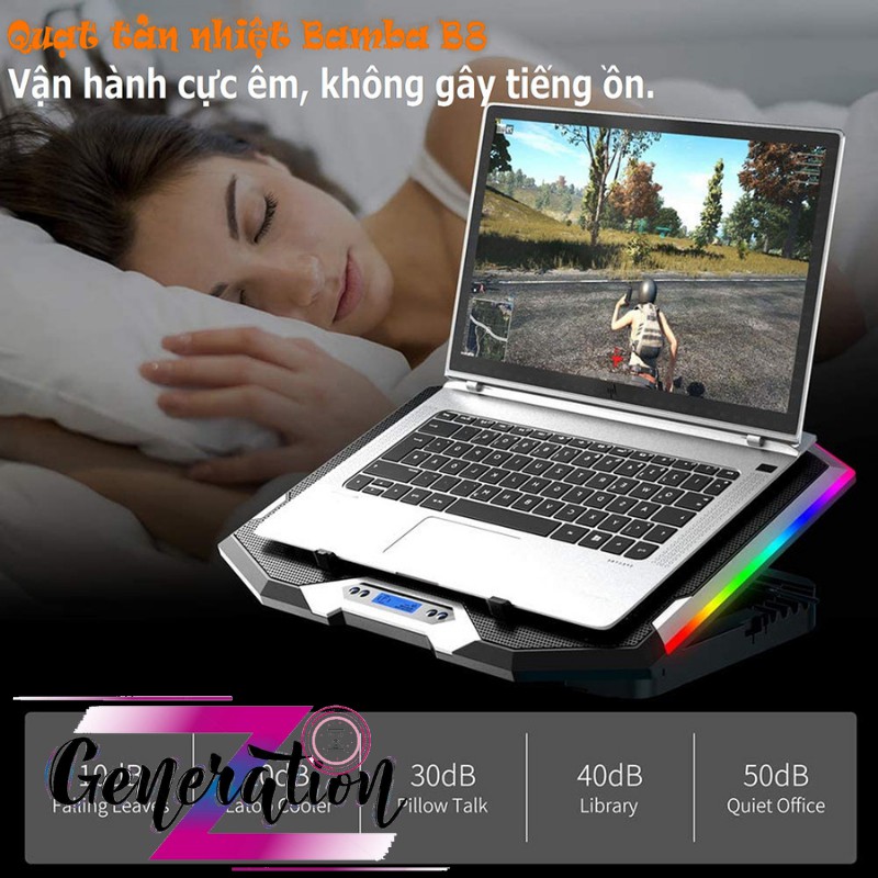 Đế tản nhiệt laptop Led RGB BAMBA B8