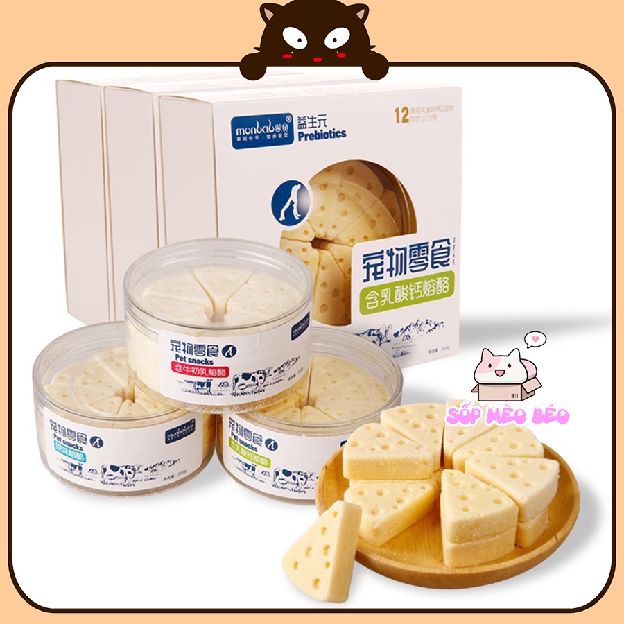 Phô Mai sữa bò mềm hãng Monbab giàu can-xi chắc xương, tốt cho tiêu hóa Mèo &amp; Cún