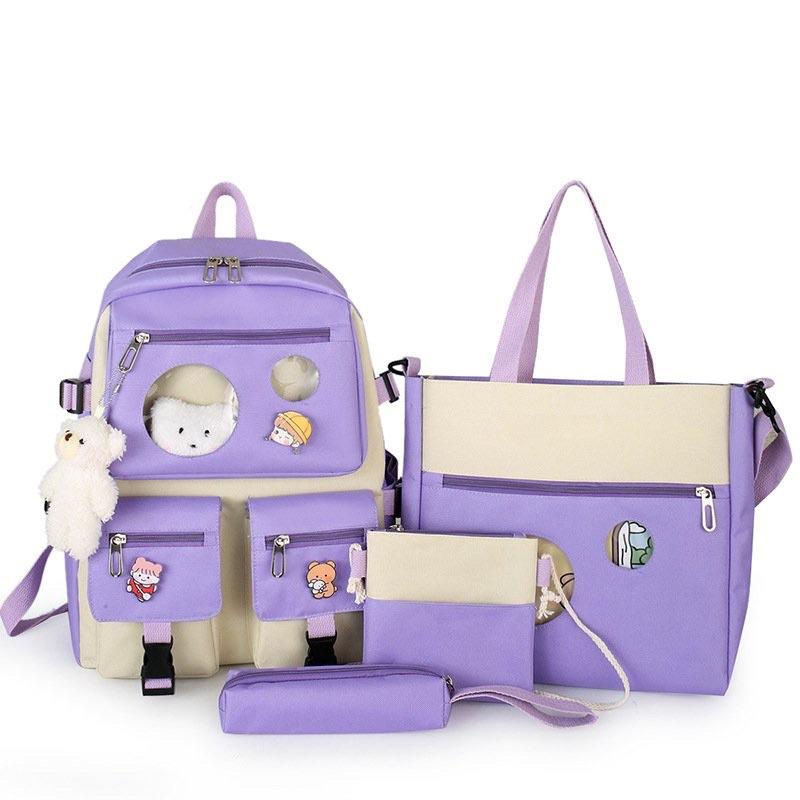 Balo Combo 4 Món, Balo Thời Trang Set 4 Món, Balo Nữ, Balo Đi Học Laptop