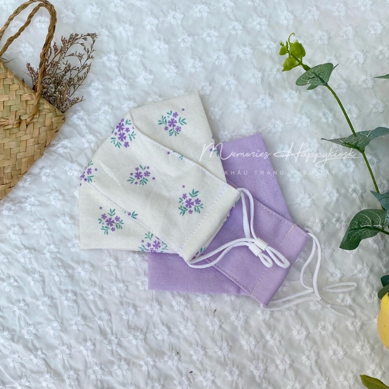 Khẩu trang vải linen hoa nhí lót xô muslin cho bé và người lớn