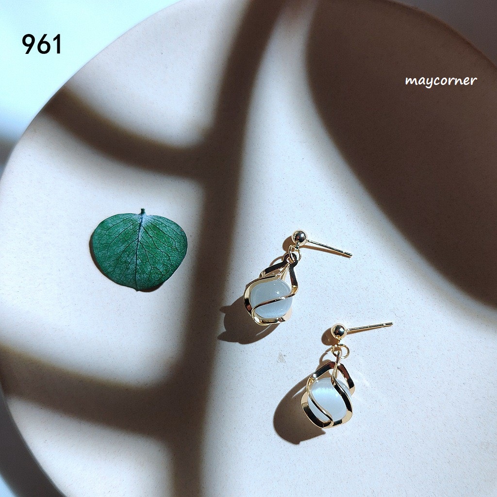 Khuyên tai bông tai giọt nước mạ bạc 925 cao cấp 961-962