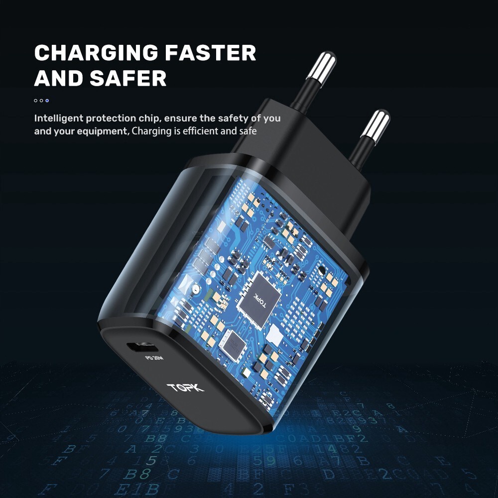 Cốc Sạc Nhanh 20W TOPK B210P Chính Hãng Bảo Hành 1 Năm