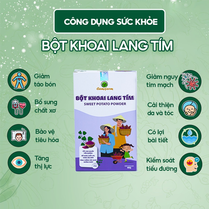 Bột Rau Củ Ăn Dặm Cho Bé CAMIFARM Nguyên Chất 100% Combo 4 hộp x 80g