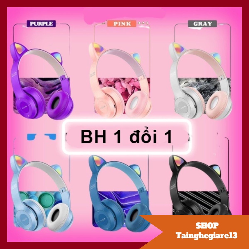 Tai Nghe bluetooth mèo kute, Headphone Có Mic, Âm Bass Mạnh Mẽ Và Dung Lượng Pin Khủng 400mAh [RẺ VÔ ĐỊCH]