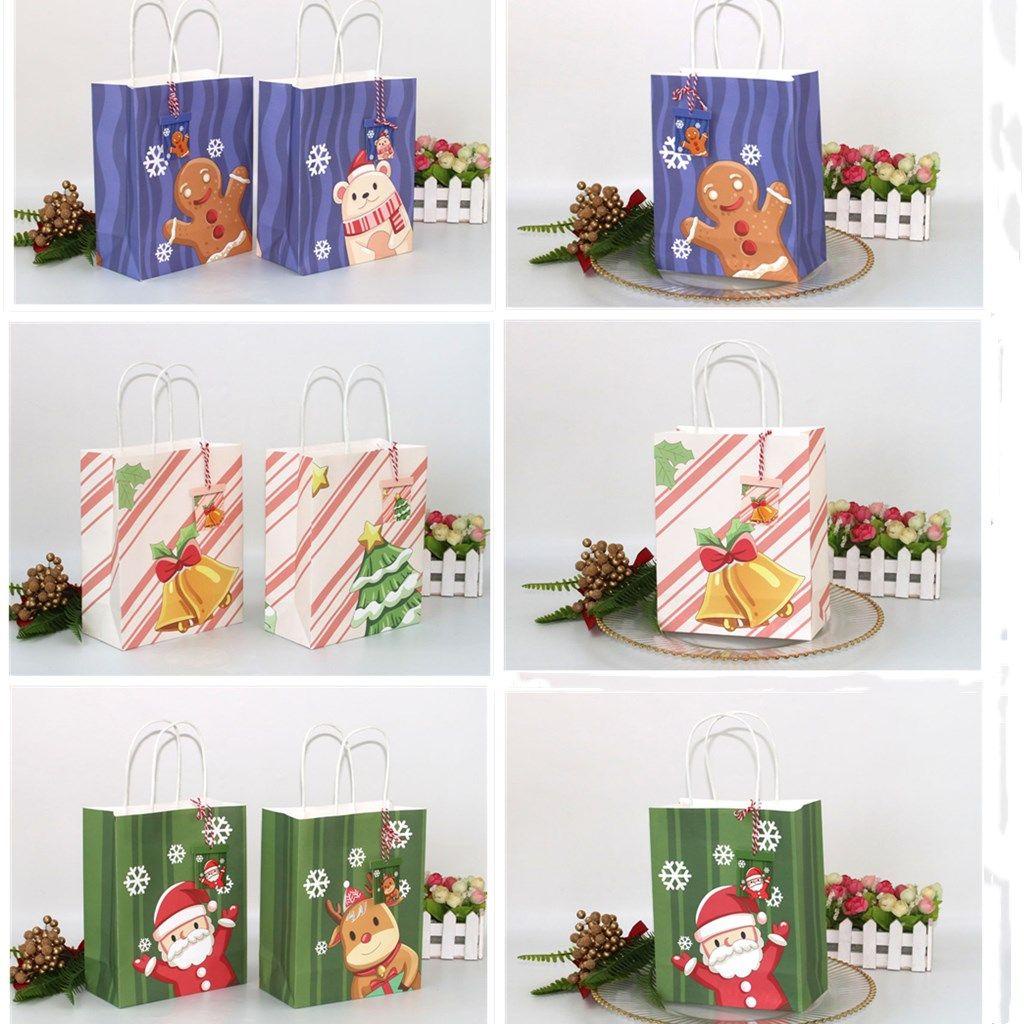 WTTLE Set 12 Túi Giấy Đựng Bánh Kẹo In Họa Tiết Giáng Sinh