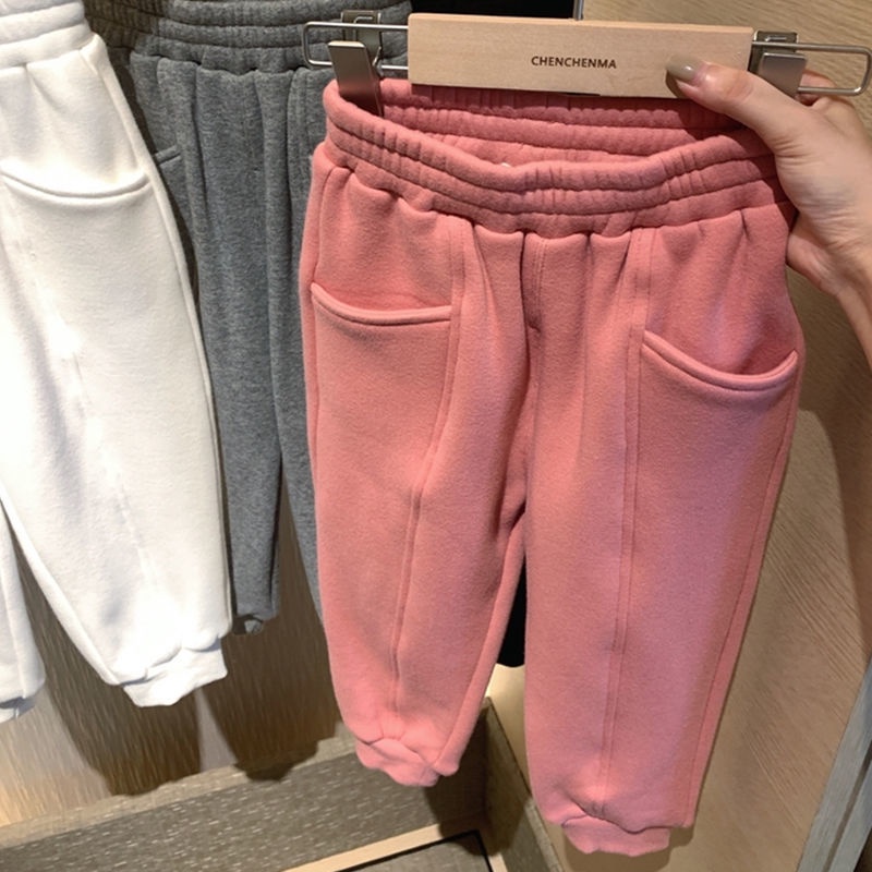 Quần nỉ thể thao lót lông cừu dày ấm cho bé trai bé gái từ 10kg-30kg,Quần Thể Thao Thời Trang Mùa Đông Dành Cho Bé Gái