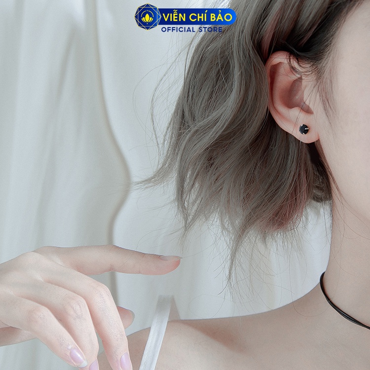 Bông tai bạc nữ nụ đá đen (1 Chiếc) chất liệu bạc 925 thời trang phụ kiện trang sức nữ Viễn Chí Bảo B400208-DE