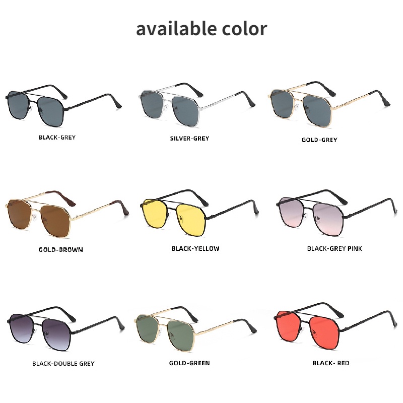 (YUZHU) Kính Mát Thời Trang Phương Tây Gọng Đôi Bằng Kim Loại Phong Cách Retro Hàng Không Dành Cho Nam Và Nữ