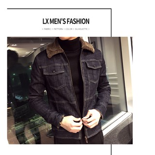 Áo khoác Jean cổ lông nam  W18517 lót lông thời trang của LX