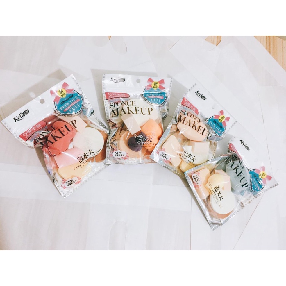 Set 6 Bông Mút Trang Điểm Siêu Cute Đẹp Mịn Đàn Hồi Cực TốtFREESHIPBông Mút Trang Điểm Keli Bịch 6 Miếng