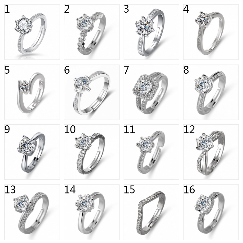 Nhẫn đeo tay đính đá Zircon 2 móng vuốt