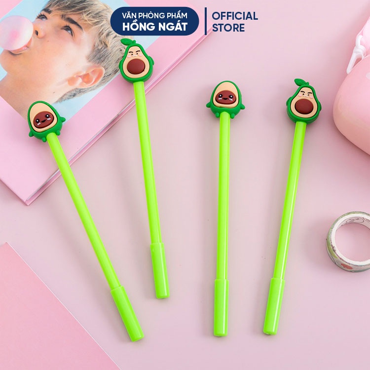 Bút bi cute hình quả bơ, bút bi nước mực gel đen ngòi 0.5mm nhiều màu dễ thương đồ dùng học tập văn phòng phẩm B06