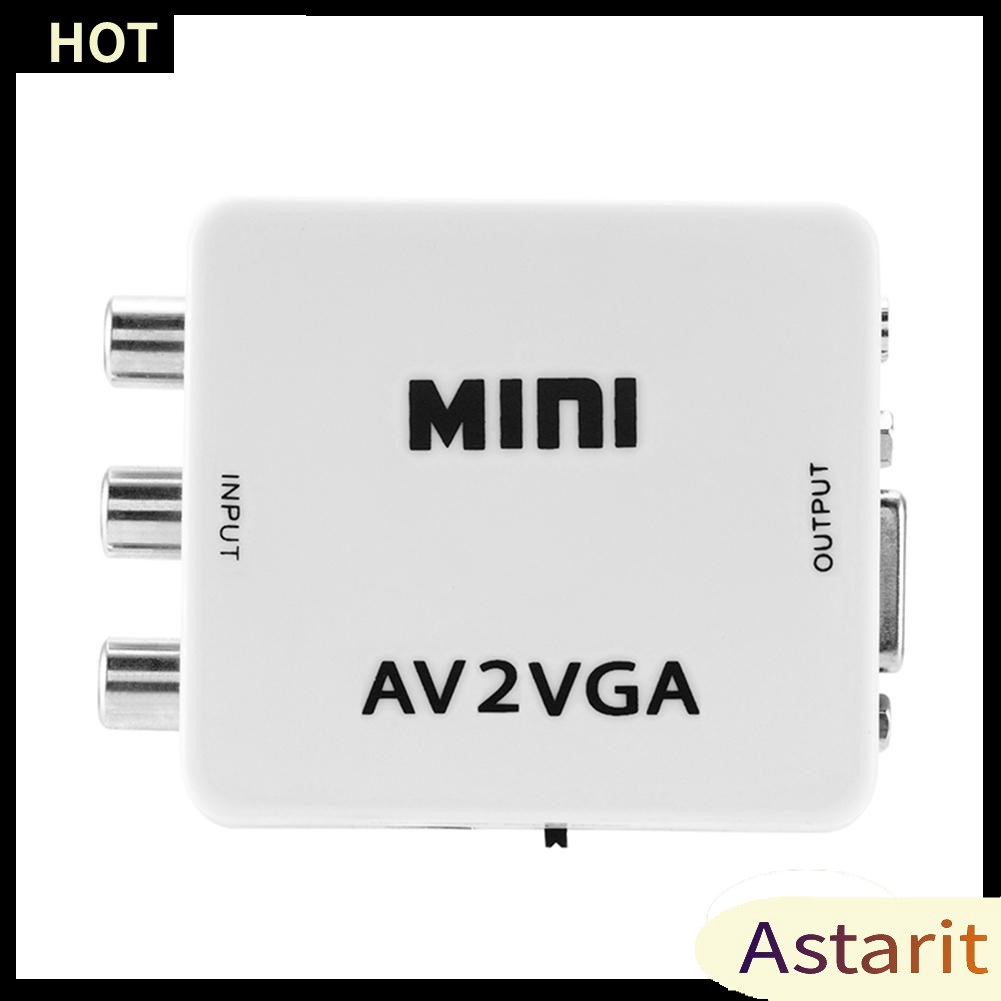 🌟Chất lượng cao nhất🍁Mini HD AV2VGA Video Converter Box AV RCA CVBS to VGA Video HDTV Adapter Home