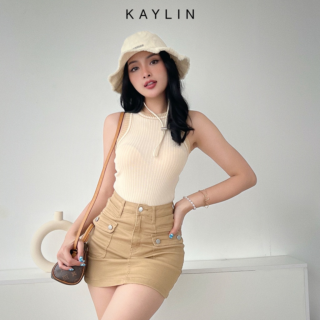 Chân váy nữ jean có túi hộp phong cách KAYLIN - N1768