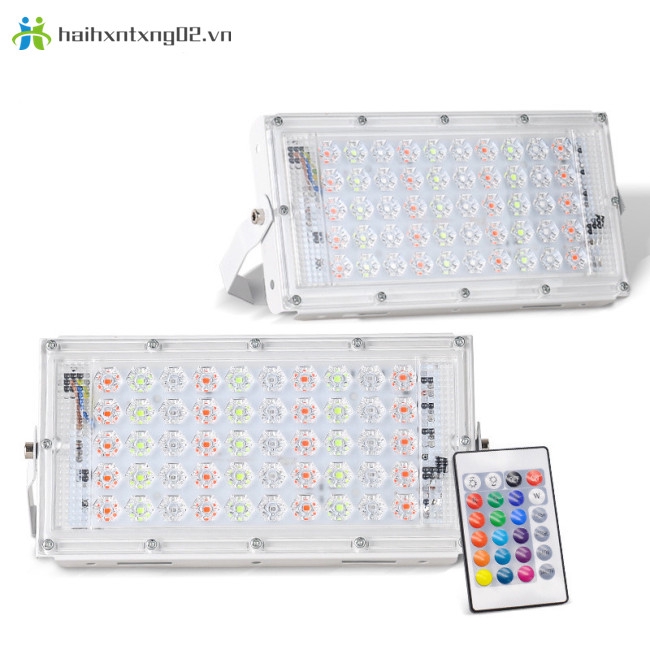 50W 220V RGB LED Floodlight Outdoor Waterproof Lightweight Spotlight with Remote Control
