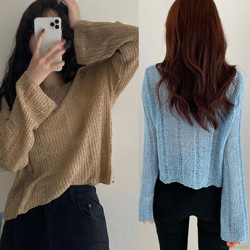 [Baywellfashion]Áo dệt kim tay dài dáng suông rộng thời trang cho nữ | BigBuy360 - bigbuy360.vn