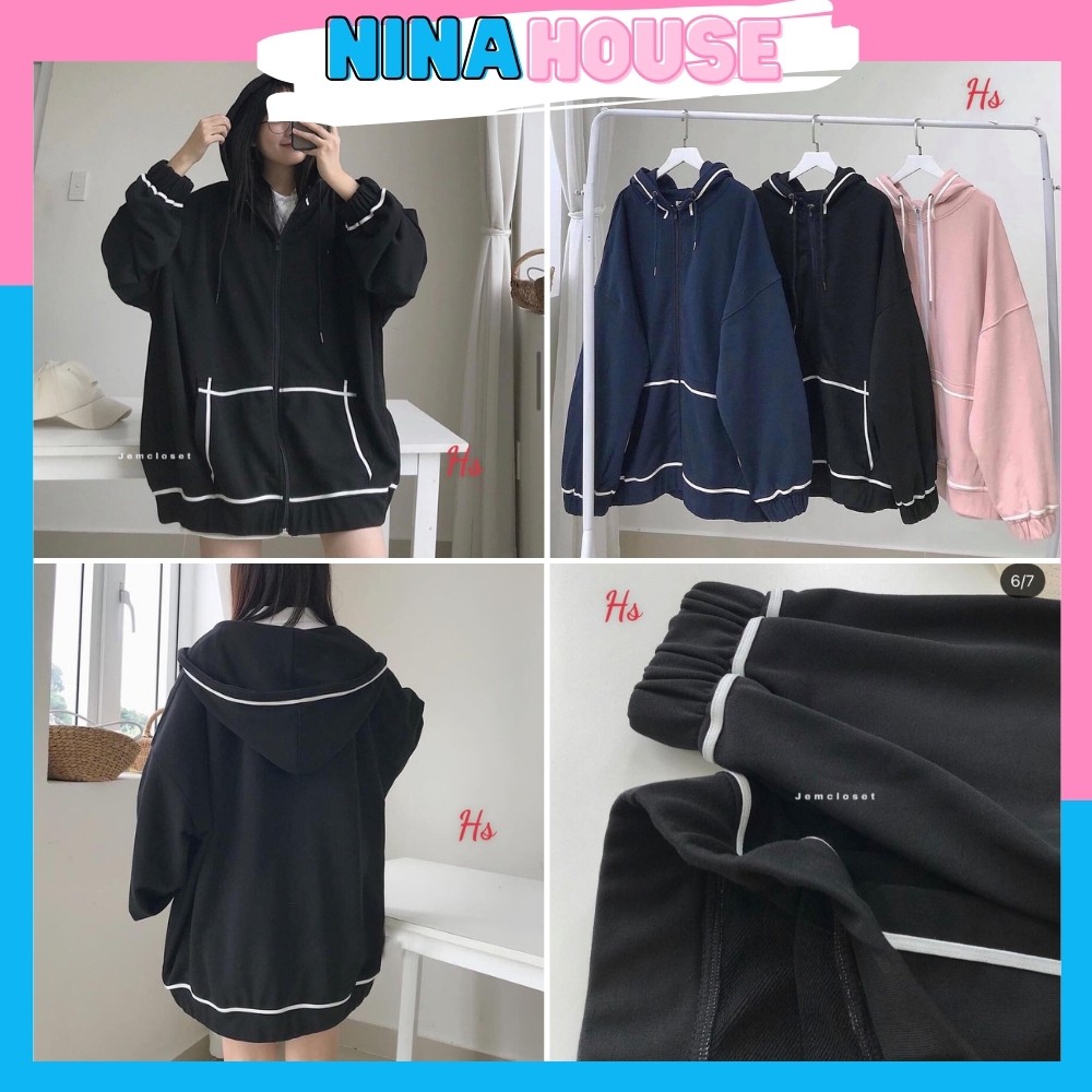 Áo Khoác Viền Trắng Chất Nỉ 3 Màu Cực Xinh NH462 - Nina House | BigBuy360 - bigbuy360.vn