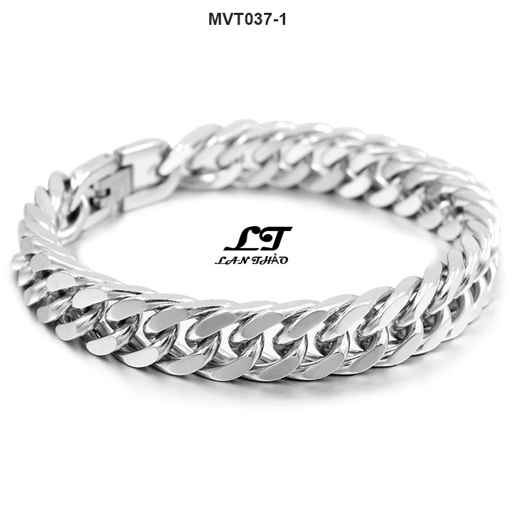 Lắc tay inox nam bảng đôi 10li giá tốt MVT037-1 Không đen không gỉ sét