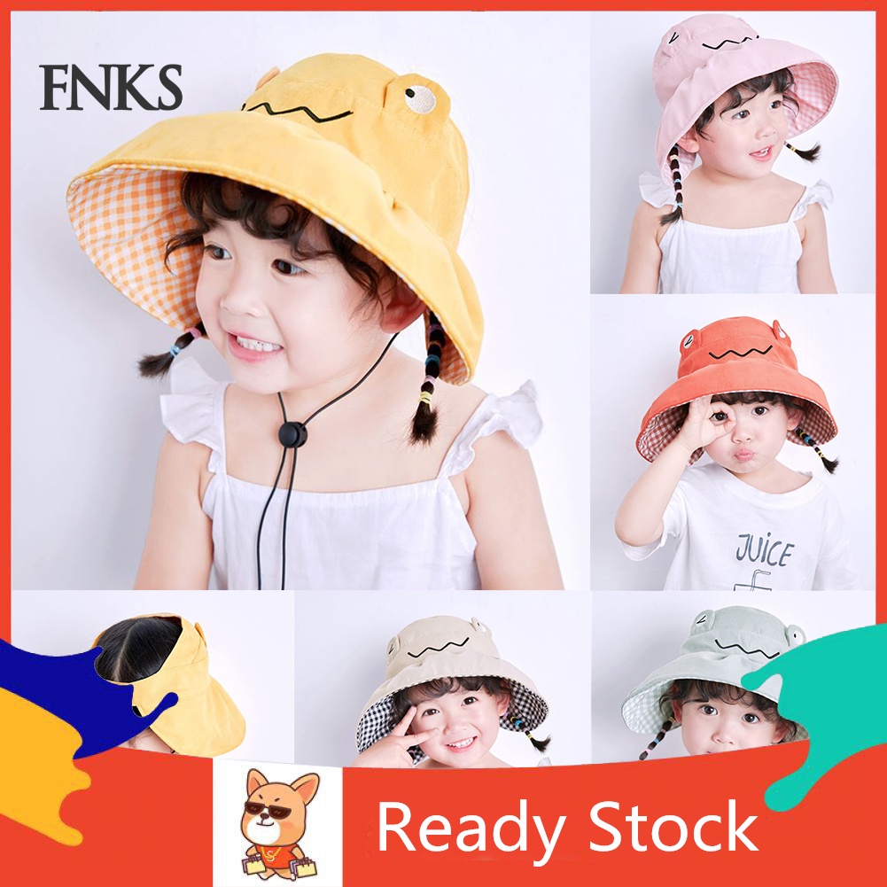 Nón Vành Rộng Hở Chóp Che Nắng In Hình Chú Ếch Dễ Thương Có Thể Gấp Gọn Cho Bé