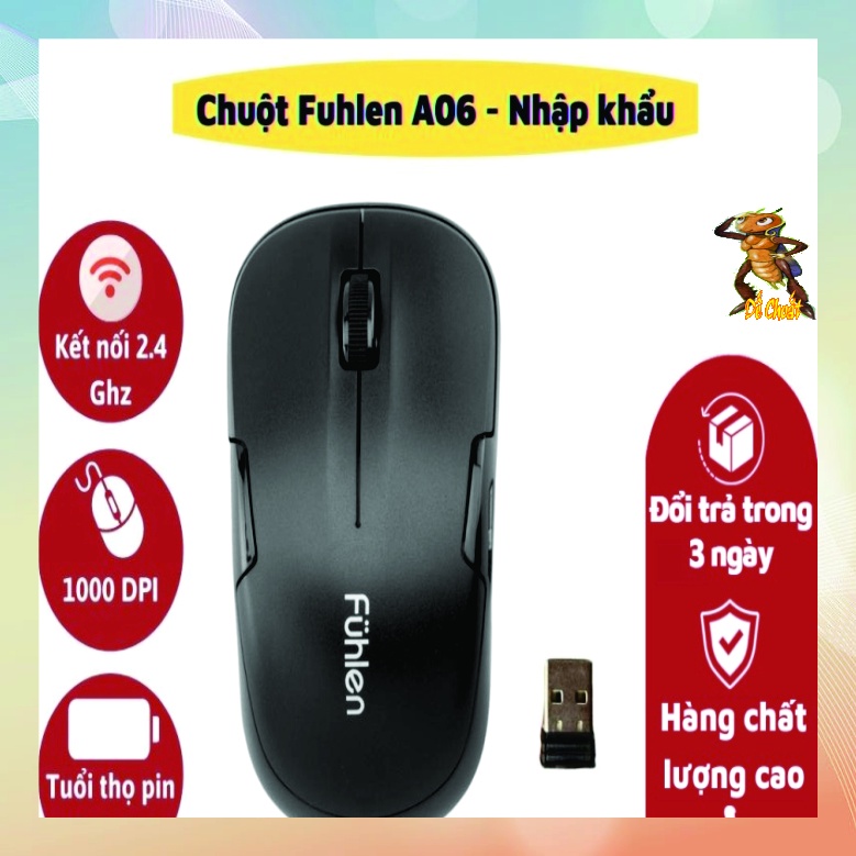 Chuột Fuhlen máy tính không dây, chuột  gaming blutooth, cho văn phòng, chơi game  Fuhlen A6g (Đen)