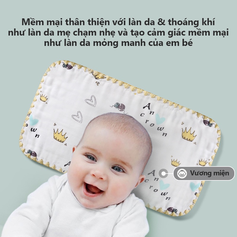 [Einmilk.ân ninh] Gối khăn xô cotton 8 lớp cho bé sơ sinh chỉ cao 0cm 100% cotton