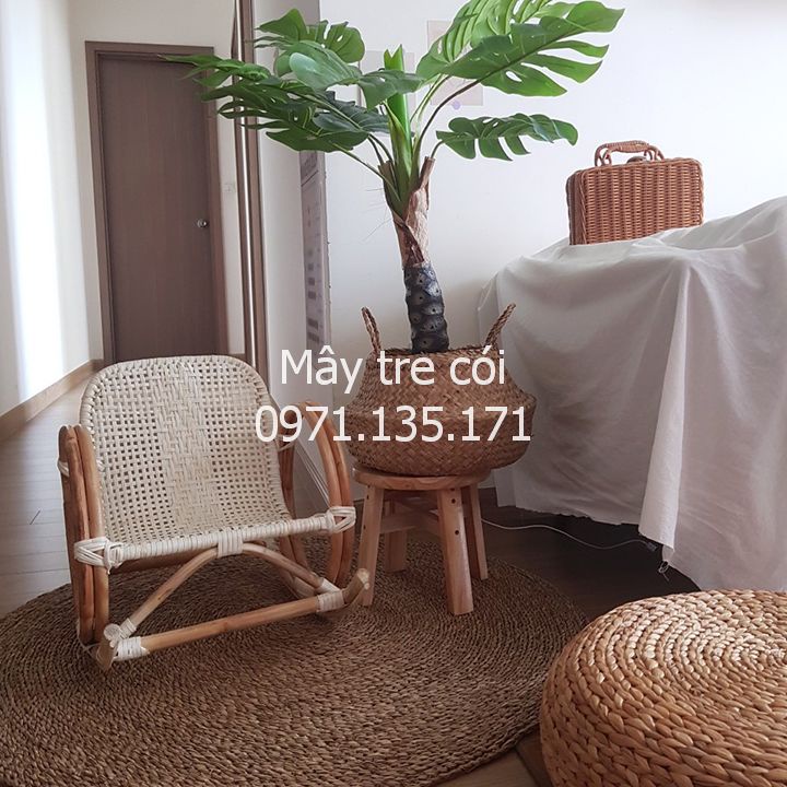 Thảm cói trang trí, chụp ảnh mẫu tròn trơn size 40/50/60/80/90/1m TC