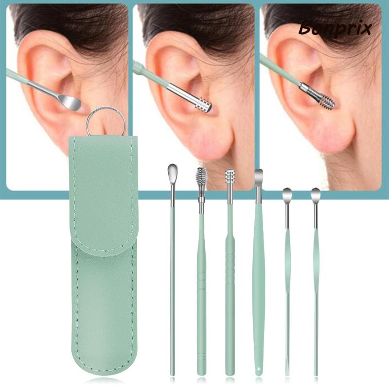 [Hàng mới về] 6 dụng cụ vệ sinh tai kèm túi da tiện lợi