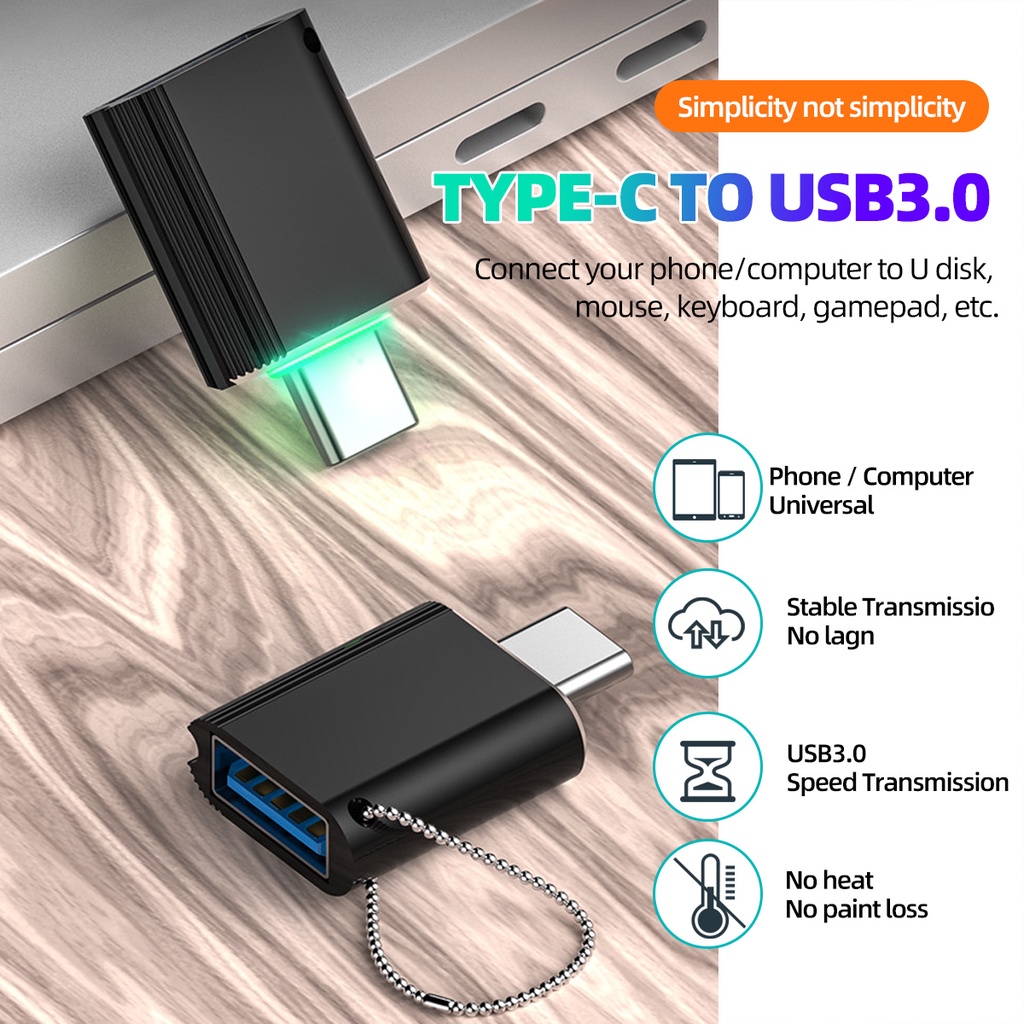 Đầu điều hợp OTG loại C qua USB 3.0 OTG có dây buộc dạng xích