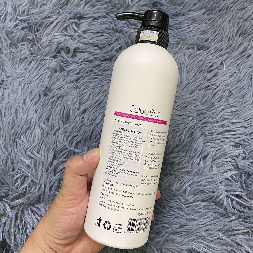 ♻️♻️♻️ COLAGEN tươi phục hồi tóc hư tổn Supper Smooth Water Holding Hair Treatment CALUO.BER 800ml ♻️♻️♻️