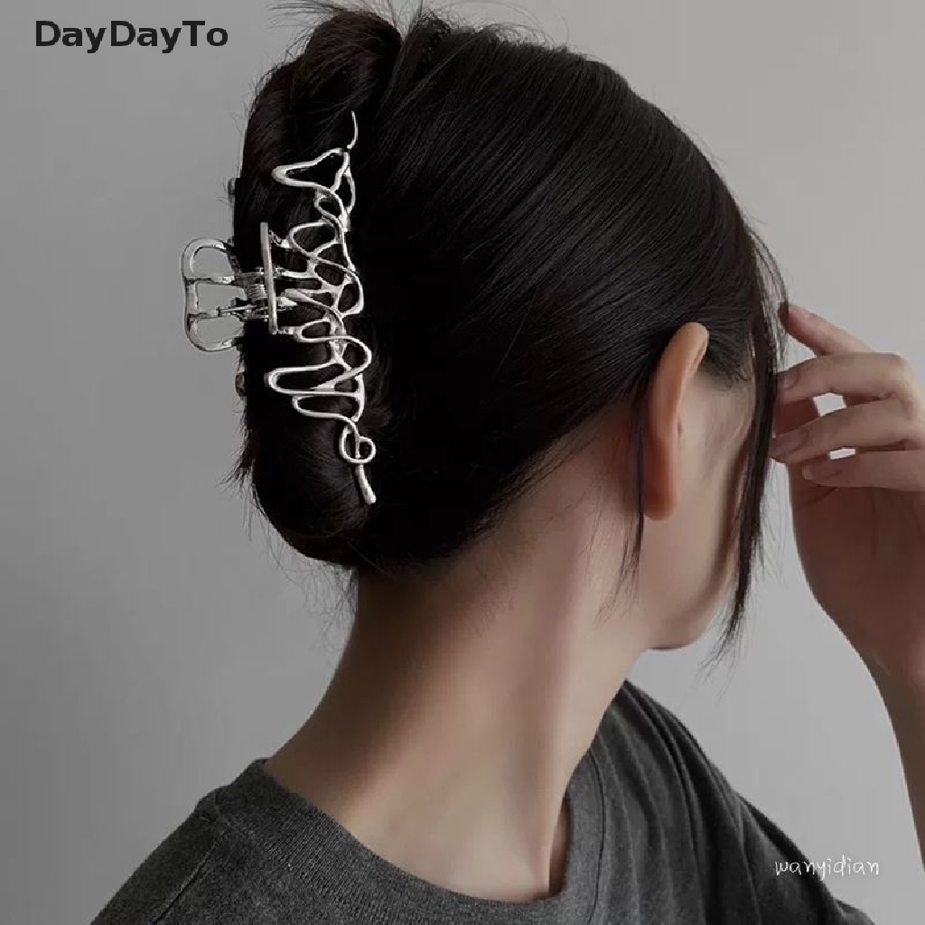 Daydo Kẹp Tóc Móng Vuốt Lớn Bằng Kim Loại Dạng Lỏng Bất Đối Xứng Cá Tính