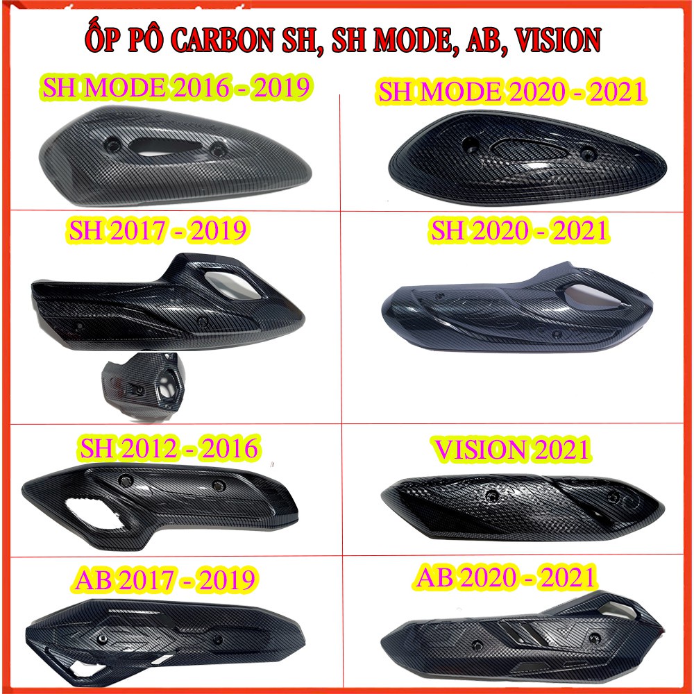 Ốp Pô , Ống Xả SH, SH Mode, Vision, Airblade  Chất Liệu Carbon Hàng Artistar Chính Hãng