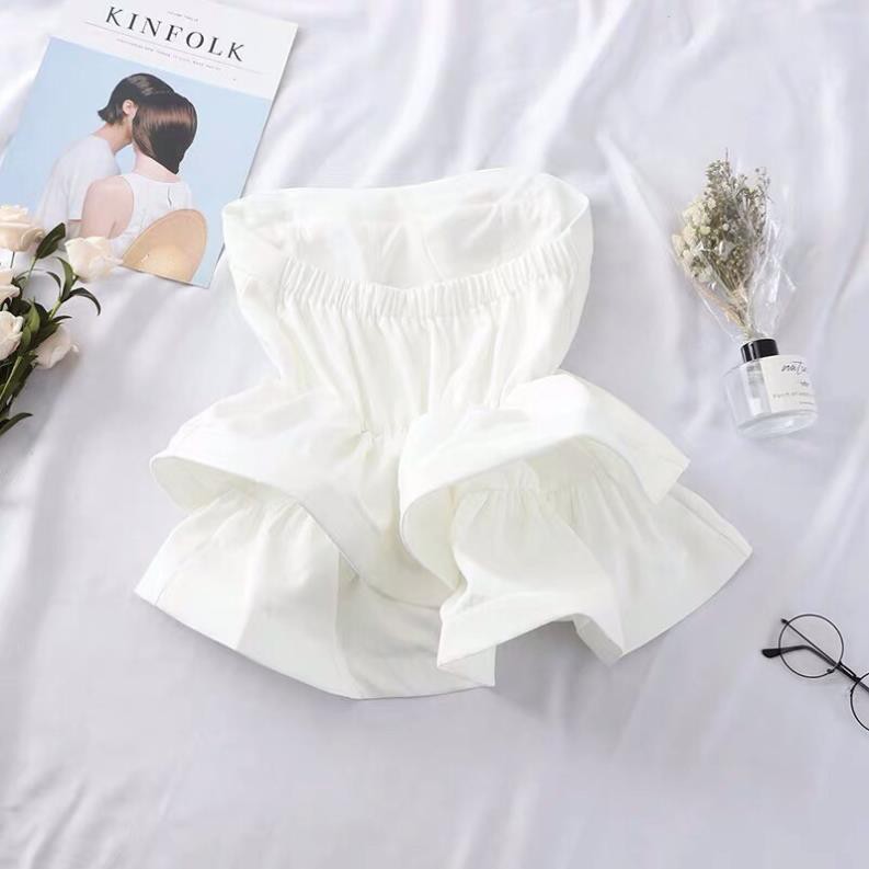 RẺ NHẤT SHOPEE áo peplum bèo xếp tầng cúp ngực crotop nhún eo quảng châu